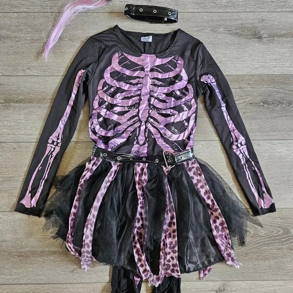 Spirits Halloween Punk Rock Glam Skeleton Tutu Dress Child Girls M 8-10 Costume - Picture 5 of 8